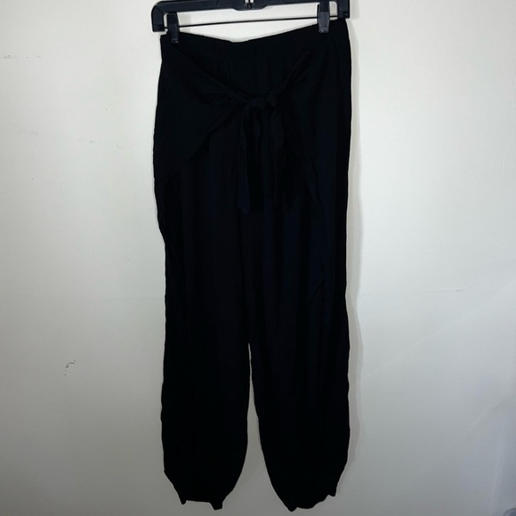 White House Black Market Tie-Front Wrap Beach/Swim Pants Black with Leg Slit Sm - Picture 14 of 15